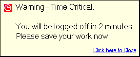 Time Critical Warning, as displayed by the SignUp Client.